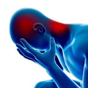 Un punto gatillo fibromialgia común se produce alrededor de la parte posterior de la zona de la cabeza, el cuello y el cráneo.