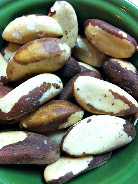 Brazil nuts...High in antioxidant selenium, they are great for the thyroid and immune system (as long as you do not have a nut allergy)