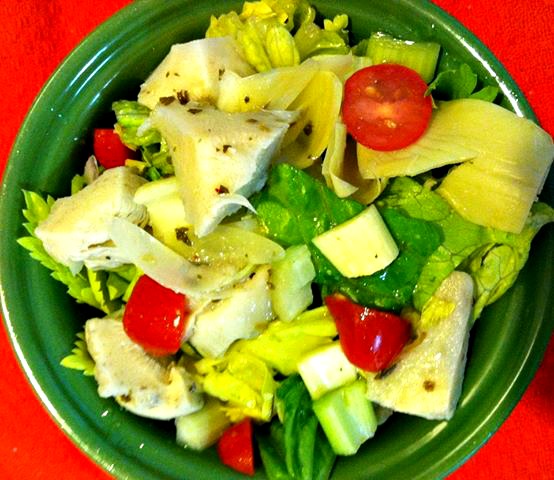 artichoke, celery and romaine veggie hearts