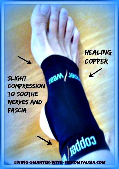Copper wear compression sleeves for fibromyalgia foot pain