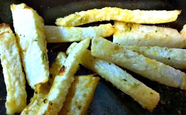 Jicama Fries (another gluten-free recipe)  An alternative to French fries.